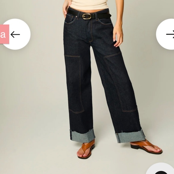 Navy Wide Leg Women's Jeans - Picture 4 of 6